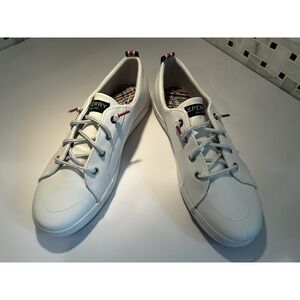 Women's Sperry Shoes 6M Top Sider Crest Vibe White Leather Upper Sneaker‎ Loafer